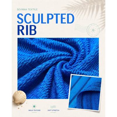 Tissu de maillot de bain en nylon recyclé seersucker texturé 320GSM UPF 50+ RN-2781