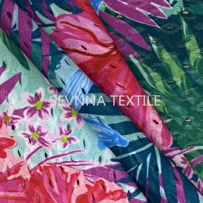 L'Activewear réutilisé de conception florale tricotent de hauts vêtements de bain élastiques de dames de tissu