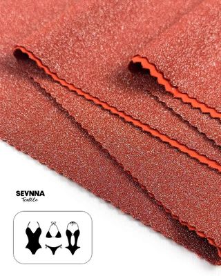 230gm de poids Tissu double tricoté avec nylon recyclé et finition métallique pour l'été et l'automne