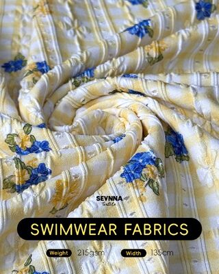 Tissu de bain texturé à haute résistance au chlore avec 92 % de nylon recyclé + 8 % de spandex et un poids de 215 g/m² pour maillots de bain durables