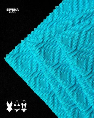 Tissu de bain texturé UPF 50+ avec haute résistance au chlore et 93% de nylon recyclé pour des maillots de bain durables