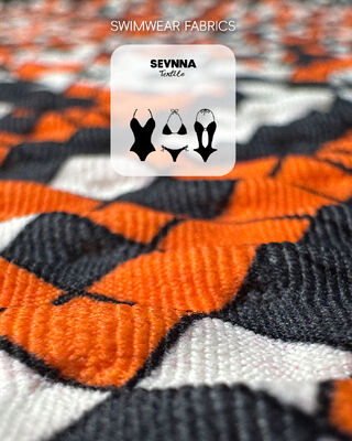 Tissu de maillot de bain texturé à haute solidité des couleurs avec protection solaire UPF 50+ et 95% de nylon recyclé